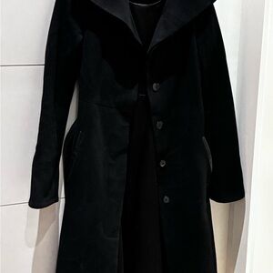 Mackage Black Wool, Cashmere Coat with Leather trim size XS.